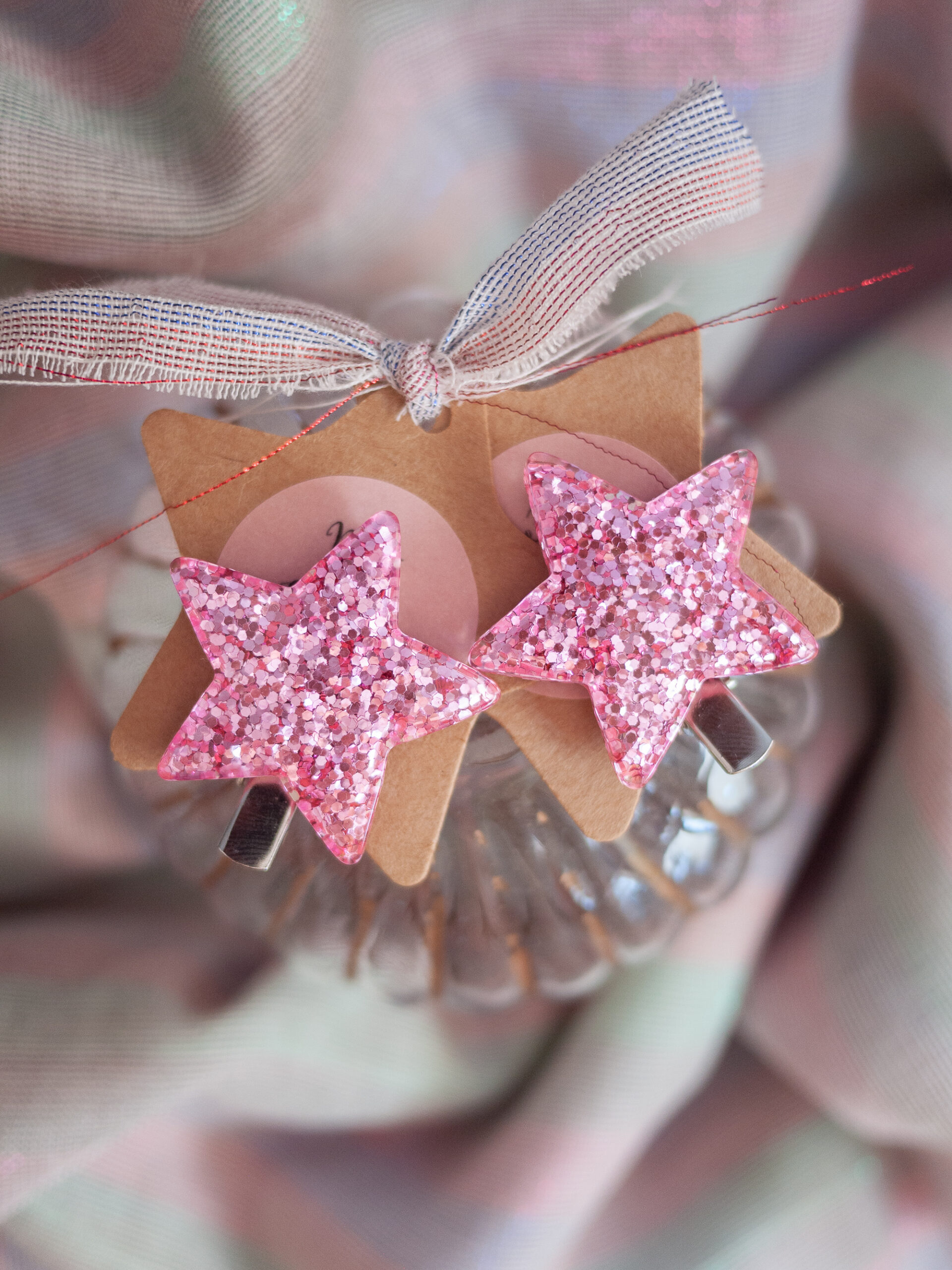 Barrettes cheveux en duo étoiles à paillettes