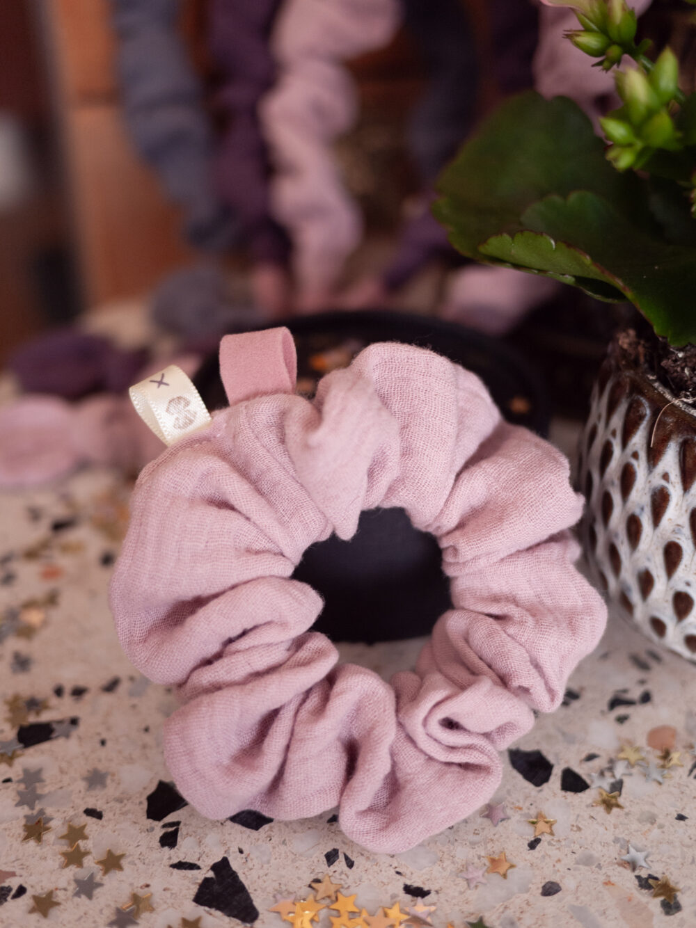 Chouchou double gaze de coton vieux rose *Bc x Fabricomi